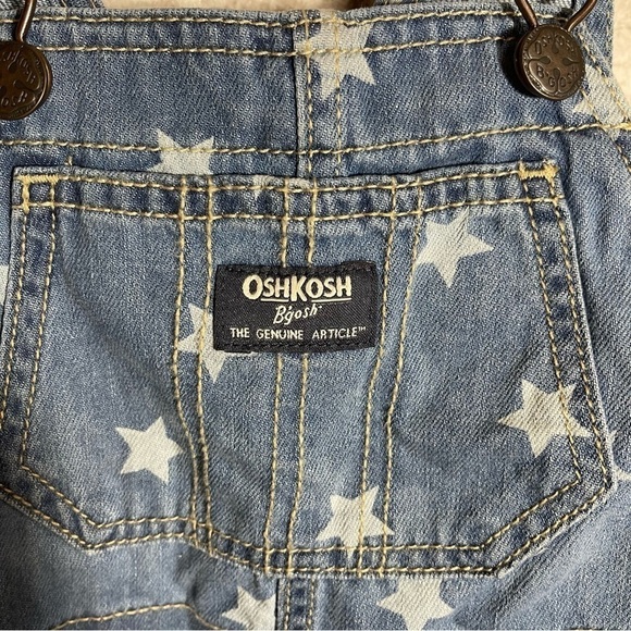 Oshkosh B’gosh Shortalls Kid’s Sz‎ 2T Denim with Stars Carpenter NEW - Picture 3 of 10